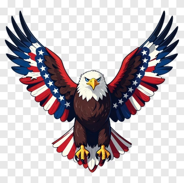 Bald Eagle With American Flag Wings PNG
