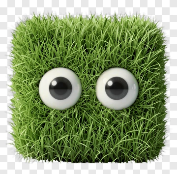 Grass Cube With Big Eyes PNG