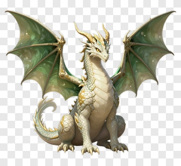Golden Scaled Dragon With Emerald Wings PNG