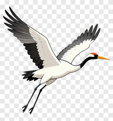 Cartoon Crane In Flight PNG