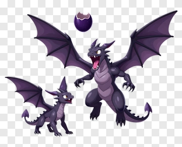 Two Purple Dragons And An Egg PNG