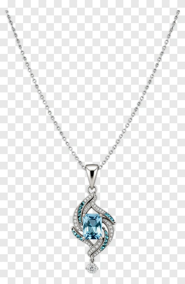 Blue Gemstone Pendant Necklace PNG