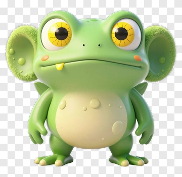 Cute Green Frog With Big Eyes PNG