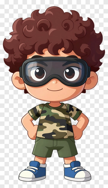 Child In Camouflage Outfit With Goggles PNG