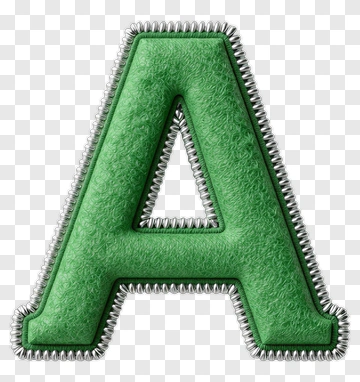 Green Felt Letter A With Silver Zipper PNG