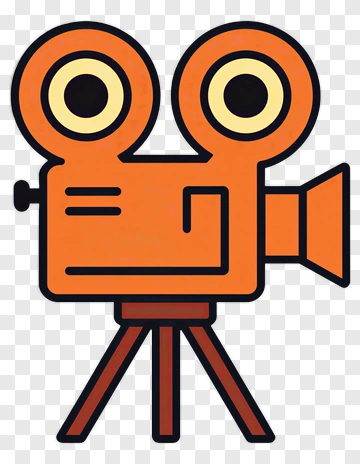 Orange Film Camera On Tripod PNG