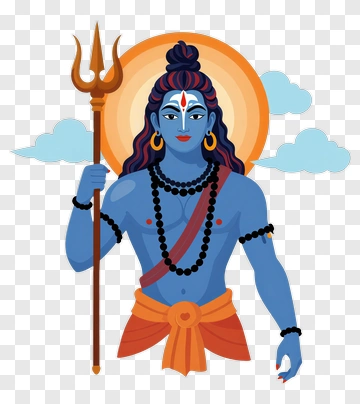 Blue-skinned Shiva Holding Trident PNG