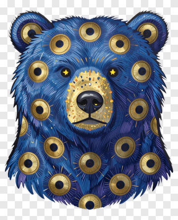 Blue Bear With Gold Eyes PNG
