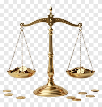 Golden Scales With Coins PNG