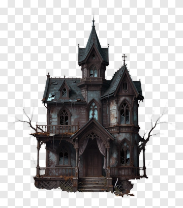 Gothic House With Bare Trees PNG