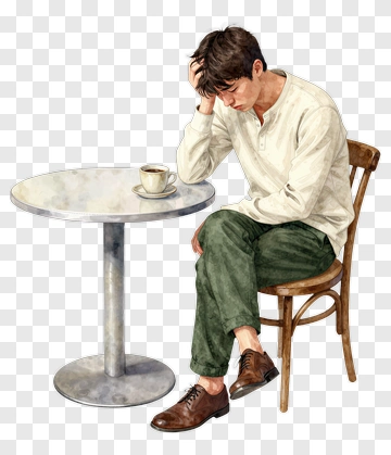 Man Sitting At Coffee Table PNG