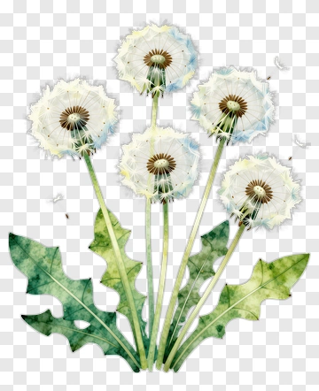 Dandelion With Seed Heads PNG