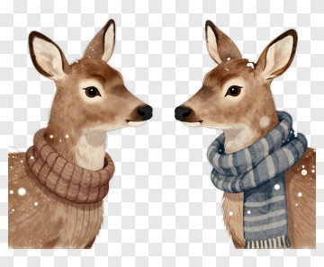 Two Deer In Winter Attire PNG