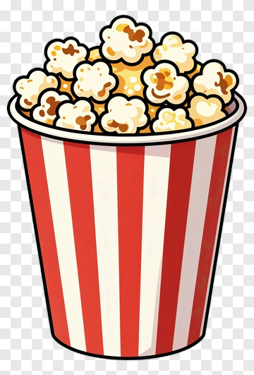 Popcorn In A Red And White Bucket PNG
