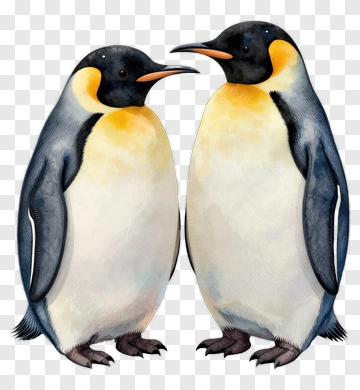 Two Emperor Penguins Facing Each Other PNG