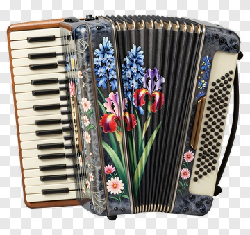 Hand-painted Accordion With Floral Design PNG