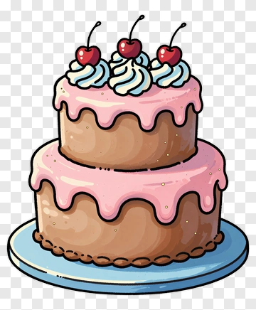 Two Tier Cake With Cherries PNG