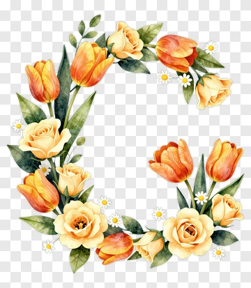 Floral Letter C Wreath PNG