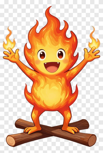 Joyful Fire Spirit Character PNG