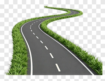 Winding Road Through Green Grass PNG