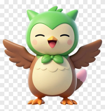 Happy Flying Owl Character PNG