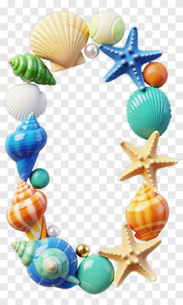 Colorful Seashell And Starfish Arrangement PNG