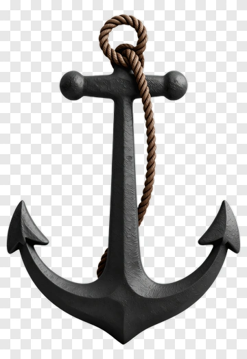 Black Anchor With Brown Rope PNG