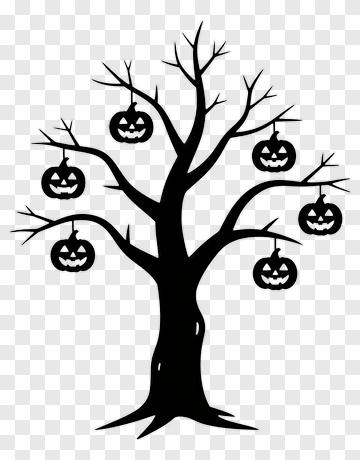 Tree With Hanging Jack-o-lanterns PNG