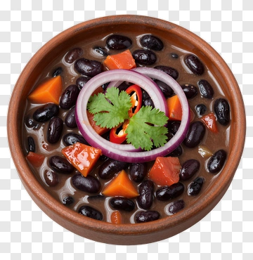 Black Bean Stew With Fresh Garnish PNG