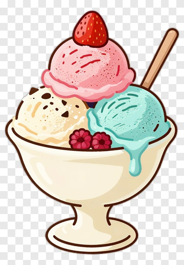 Colorful Ice Cream Scoops In Bowl PNG