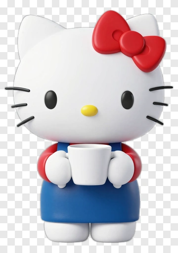 Hello Kitty Holding A Coffee Cup PNG