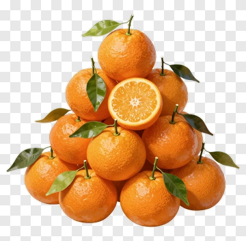 Stack Of Fresh Oranges With Leaves PNG