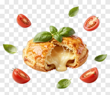 Cheese Pastry With Basil And Tomato PNG