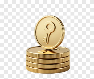 Golden Coin With Key Symbol PNG