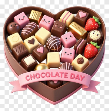 Heart Shaped Chocolate Box For Chocolate Day PNG