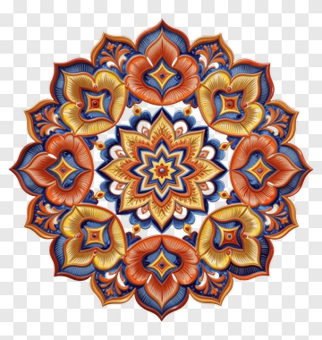 Colorful Symmetrical Mandala Design PNG
