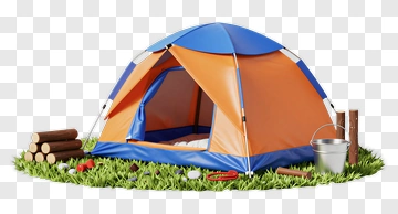 Orange And Blue Camping Tent PNG