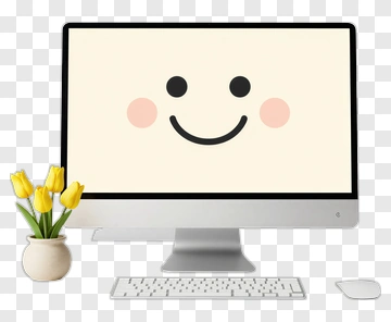 Smiling Face On Computer Monitor PNG