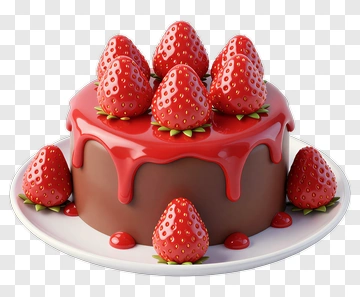 Strawberry Cake With Chocolate Frosting PNG