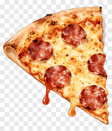 Pepperoni Pizza Slice Watercolor PNG