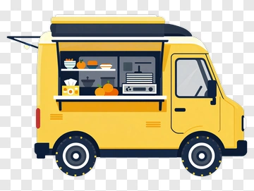 Yellow Food Truck With Open Service Window PNG