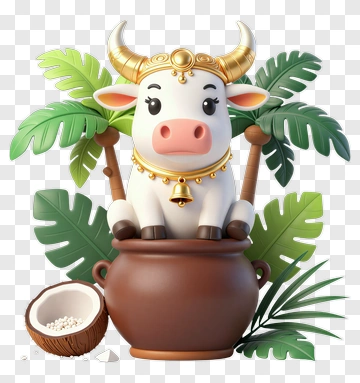 Cute Cow In Golden Crown PNG