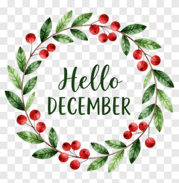 Hello December Wreath PNG