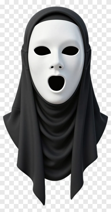 White Mask With Black Hijab PNG
