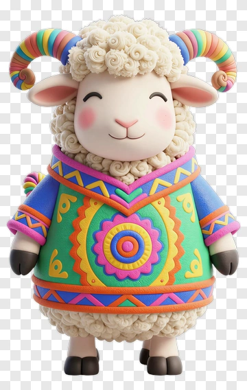 Cartoon Sheep In Rainbow Costume PNG