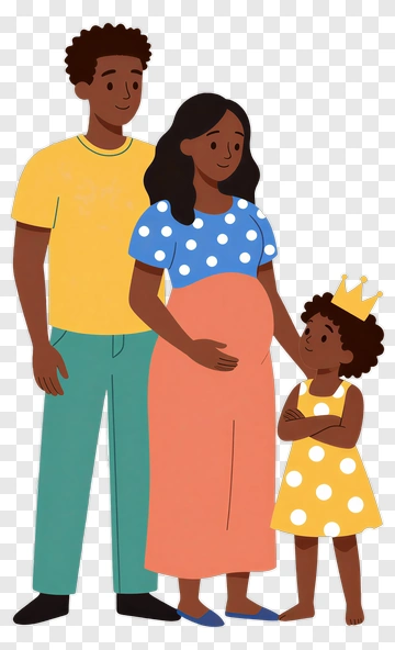 Family With Pregnant Mother And Child PNG