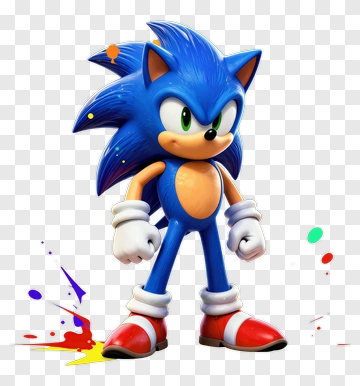 Sonic The Hedgehog With Color Splatters PNG