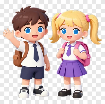 Boy And Girl In School Uniform PNG