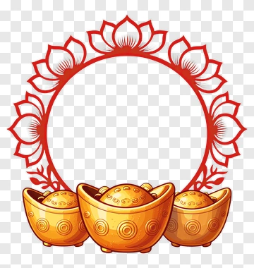 Gold Ingots With Lotus Frame PNG