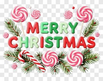 Merry Christmas With Candy Cane And Lollipops PNG